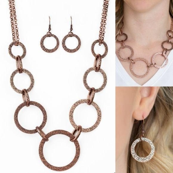 paparazzi Jewelry - City Circus – Copper Necklace Earring Jewelry Set